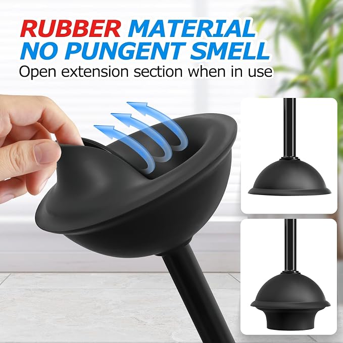3Pack Toilet Brush and Plunger Set, Extended Handle Plunger, Toilet Bowl Brush - Image 4