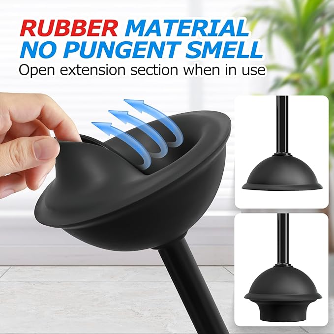 2Pack 2 in 1 Toilet Brush and Plunger Set, Extended Handle Plunger, Toilet Bowl - Image 4