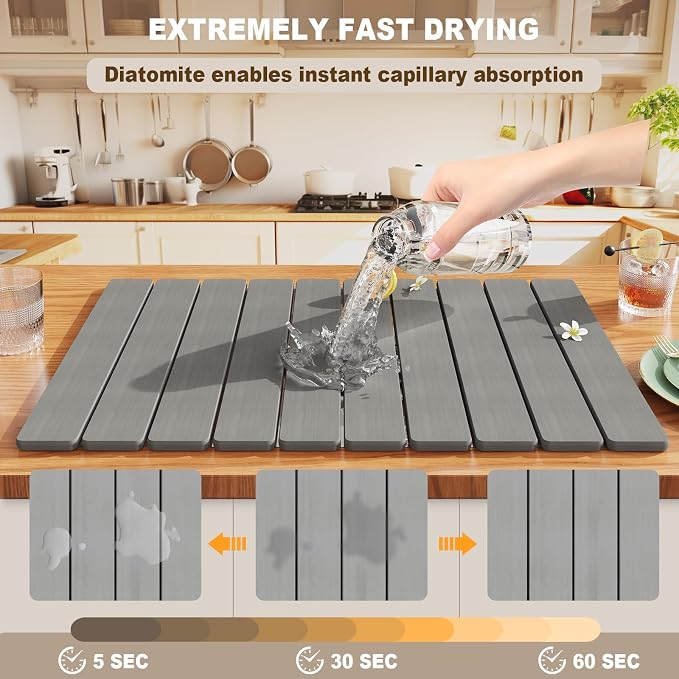 Dayacoco Stone Drying Mat for Kitchen Counter, Large Quick Dry Stone Mat - Image 3