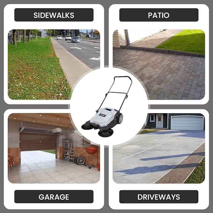 Walk-Behind Outdoor Hand Push Floor Sweeper - Image 3
