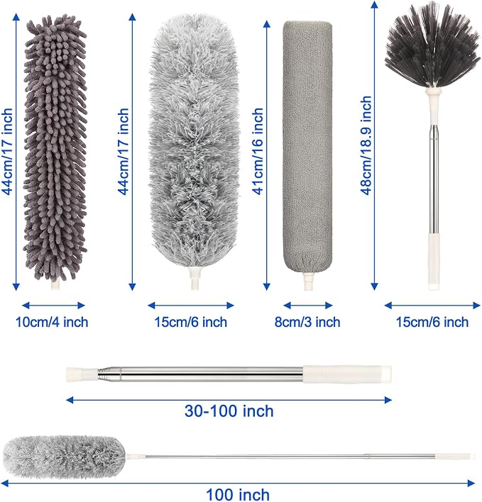 Microfiber Duster with Extension Pole 30 to 100 Inches, Washable Dusters - Image 6