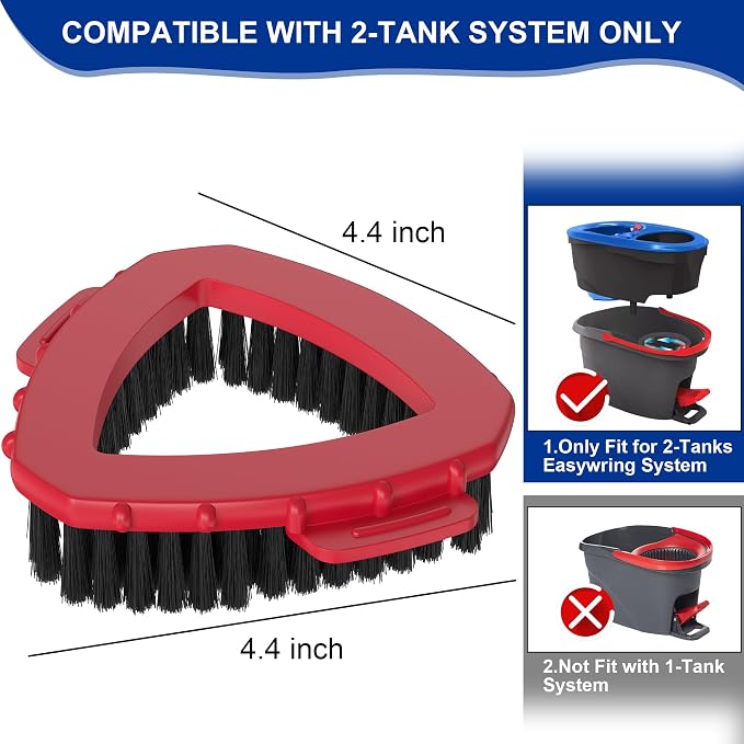 Triangle Scrub Brush Head for 2-Tank Snap-On Spin Mop Systems, Aftermarket - Image 3