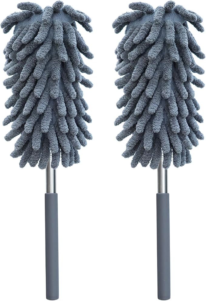 2 Pack Microfiber Duster for Cleaning, Washable Dusters, Extendable Pole by BAIDOON