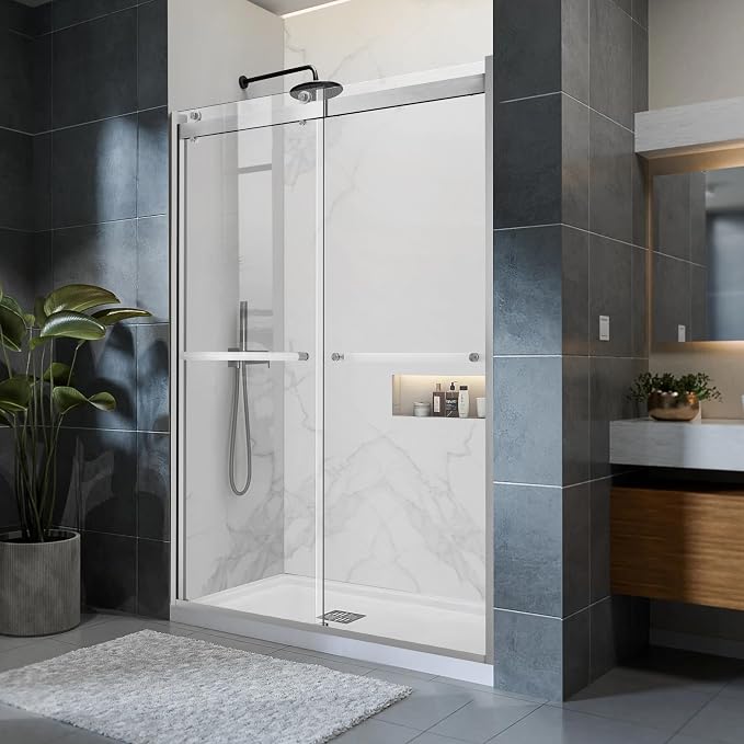 Sliding Shower Door, 44-48" W x 76" H Semi-Frameless Double Sliding Glass - Image 2