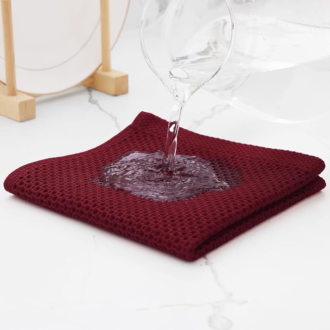 Kitinjoy 100% Cotton Kitchen Dish Cloths, 6 Pack Waffle Weave Ultra Soft - Image 3