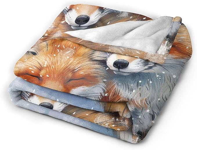 Fox Throw Blanket - Cute Animal Blanket for Girls, Women, Men & Boys - Soft, Warm & Cozy Fleece Blanket for Couch, Sofa & Bed - 80"x60"