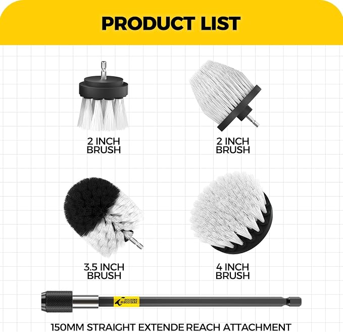 Holikme 5Pack Drill Brush Attachment Set-Car Interior Detailing Kit，Power - Image 6