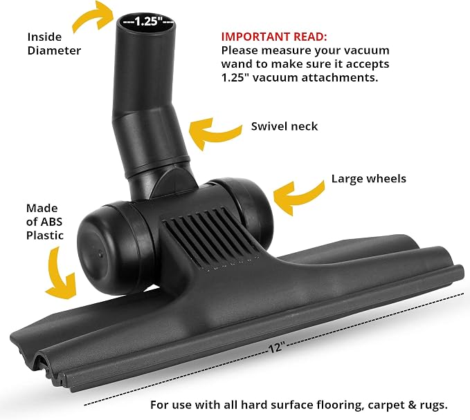 Vacuum Attachments for 1.25" Vacuum Cleaner | Gulper Floor Tool for Hoover - Image 9