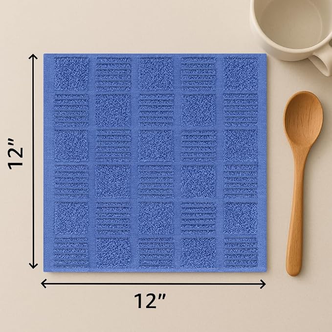 DecorRack 10 Pack 100% Cotton Kitchen Towels, 12x12 inch Soft Terry Dishcloths - Image 2
