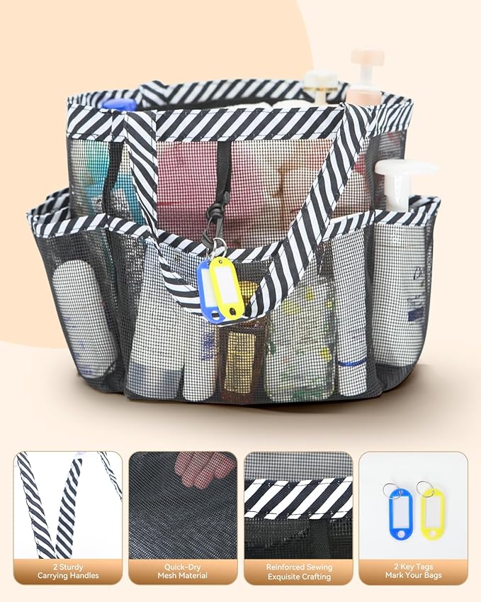 Temede Mesh Shower Caddy Tote, Large Shower Caddy Basket Portable, Quick Dry - Image 4