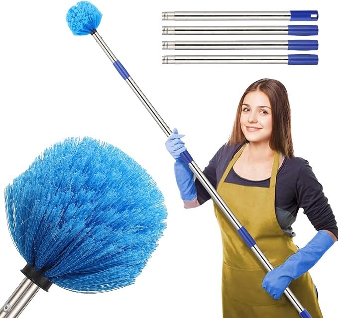COCONUT Cobweb Duster with Pole, 4-feet Ceiling Fan Duster Medium Stiff Bristles by COCONUT