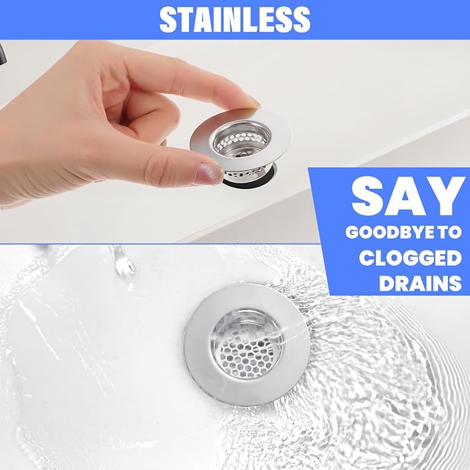 4 Pcs Bathroom Sink, Bathtub Drain Cover Drain Strainer Hair Catcher Stainless - Image 4