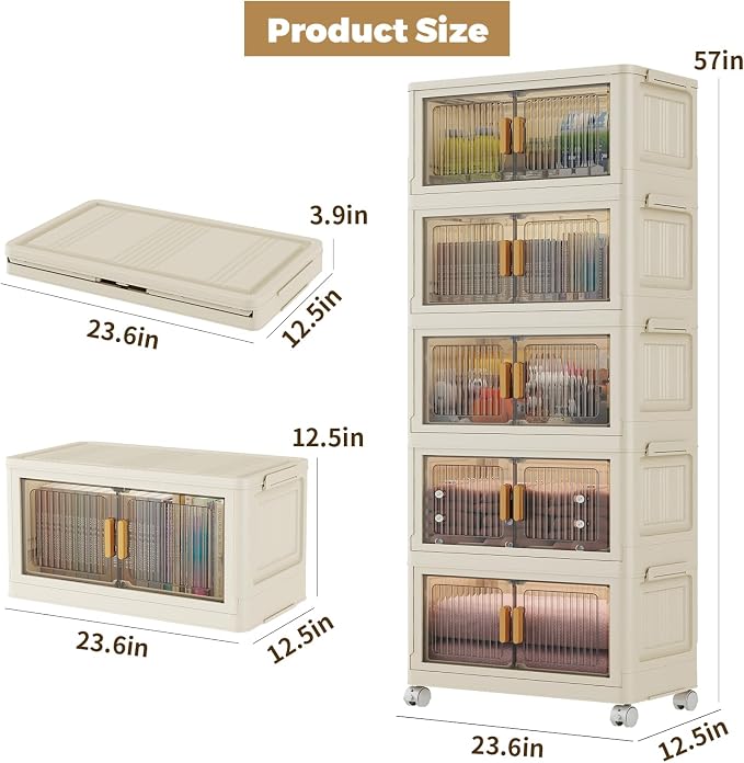 5 Tier Stackable Plastic Storage Bins - Image 2