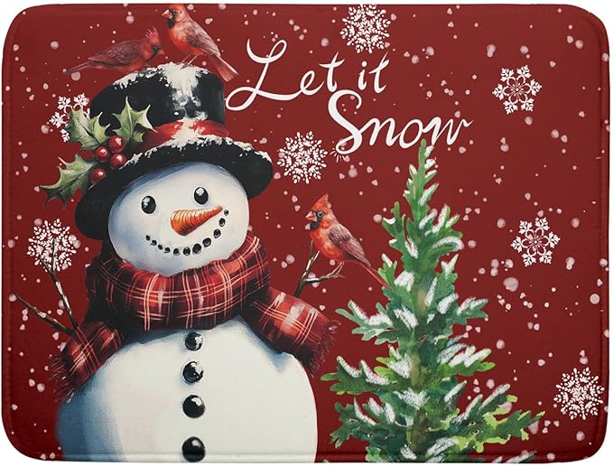 Winter Snowflake Red Dish Drying Mat by Sweetshow