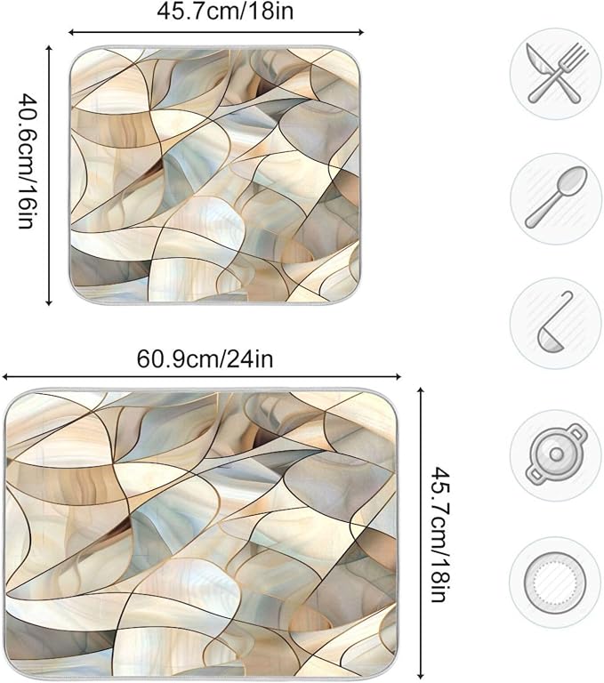 Abstract Stained Glass Pattern Dish Drying Mat - Image 5