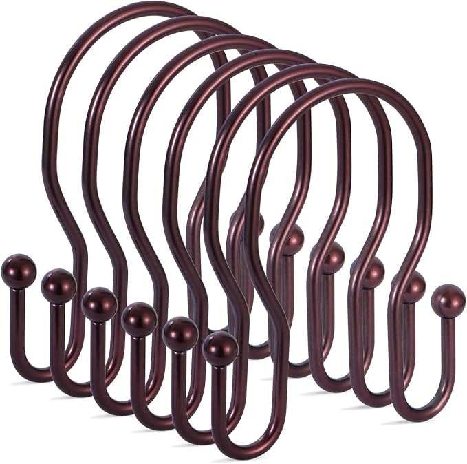 24 Pack Double Shower Curtain Hooks Rings, TENOVEL Double Sided Shower Curtain by TENOVEL