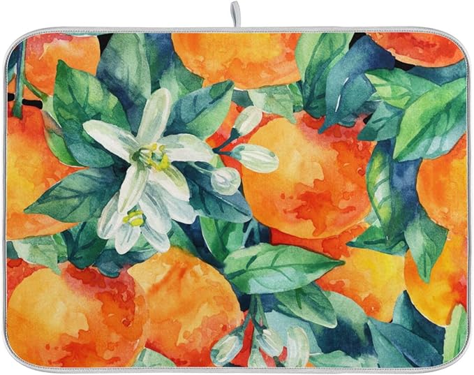 Tarity Watercolor Orange Dish Drying Mat by Unknown