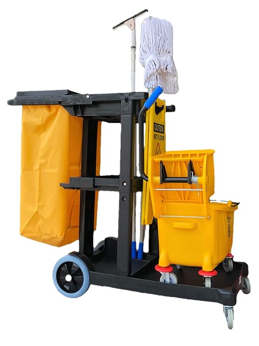 Simpli-Magic Janitorial Cart, 330 lbs Capacity – 3-Shelf Commercial by Simpli-Magic