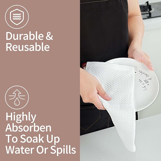 Cotton Dish Cloths 6 Pack, 12x12 Inch – Super Absorbent, Quick-Dry & Reusable - Image 5