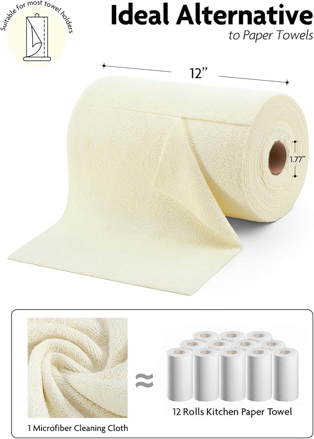 Fantasticlean Microfiber Cleaning Cloth Roll -75 Pack, Tear Away Microfiber - Image 6