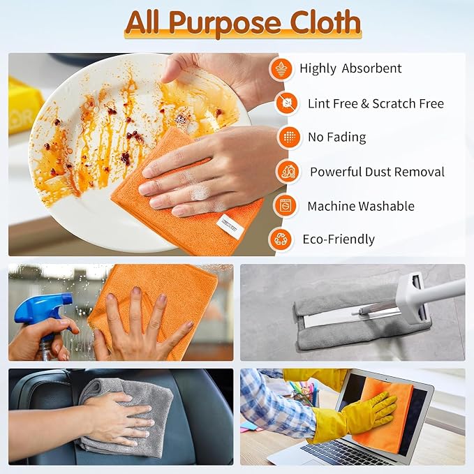 FIXSMITH Microfiber Cleaning Cloth -Pack of 24, Highly Absorbent Cleaning Rags - Image 6