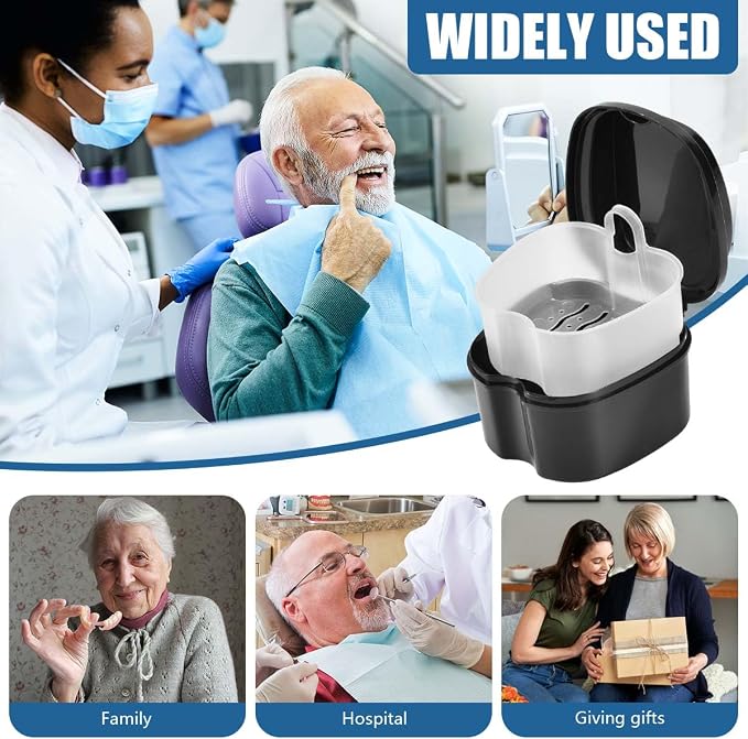 Black Denture Bath Case Cup Box Holder Storage Container - Image 6