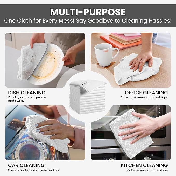 Microfiber Cleaning Cloth, 12 Pack Lint-Free and Highly Absorbent Rags - Image 5