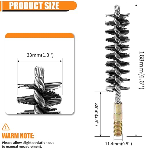 1Pc 1.2" Round Pipe Tube Cylinder Bores Stainless Steel Wire Brush 32mm - Image 2