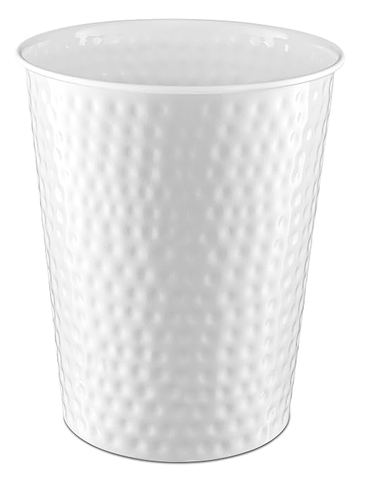 Monarch Abode White Hand Hammered Metal Wastebasket by MonarchAbode