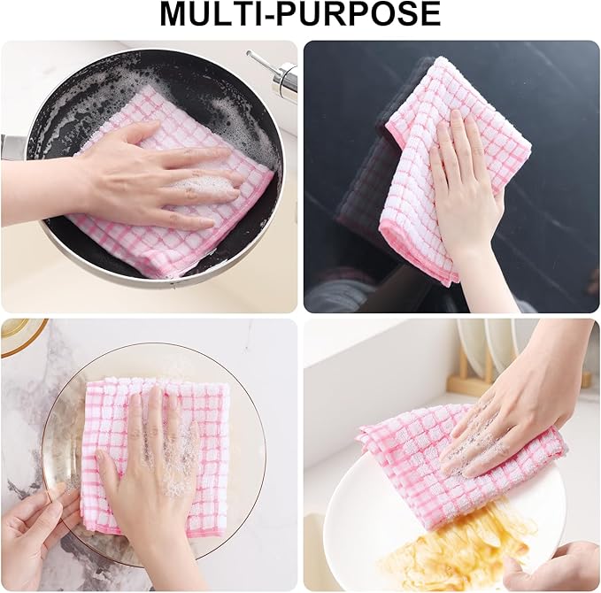 Kitinjoy Cotton 8 Pack Terry Kitchen Dish Cloths, 12 x 12 Inches Super Soft and - Image 4