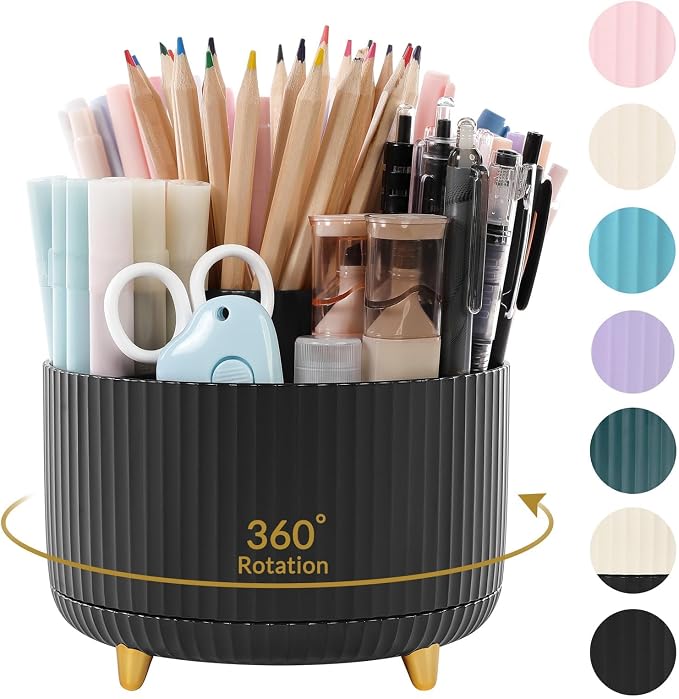 SKYDUE 360 Degree Rotating Desk Organizer, Dual-Purpose Pencil Pen Holder by SKYDUE