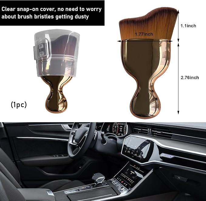 Ziciner Car Detailing Brush, Curved Soft Bristles Auto Removal Dust Collectors - Image 2