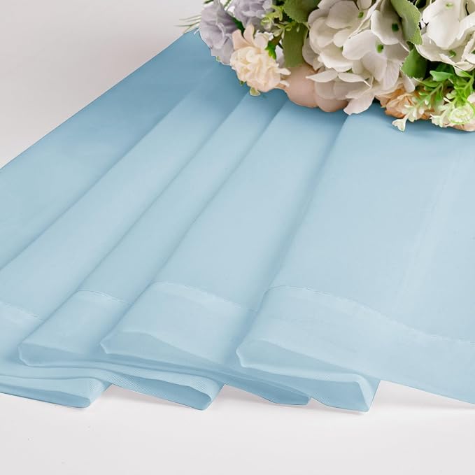 Chyhomenyc Sheer Sky Blue Tier Curtains 24 Inch Length, Small Window Curtains - Image 8