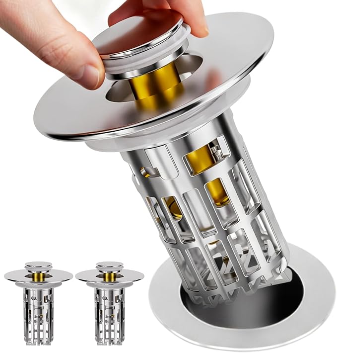 zaa Bathroom Sink Drain Strainer - 3 in 1 Sink Stopper Bathroom Drain by zaa