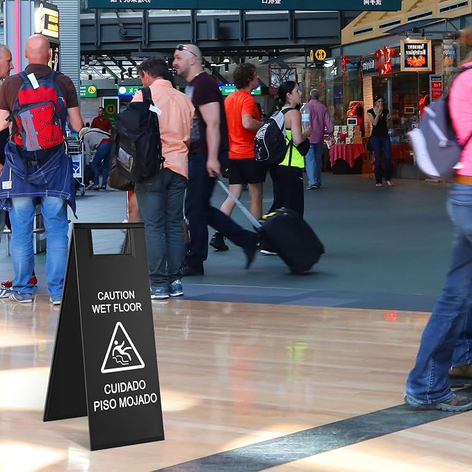 8 Pcs 24 Inch Stainless Steel Wet Floor Sign 8.8 Pound Caution Wet Floor Sign - Image 6