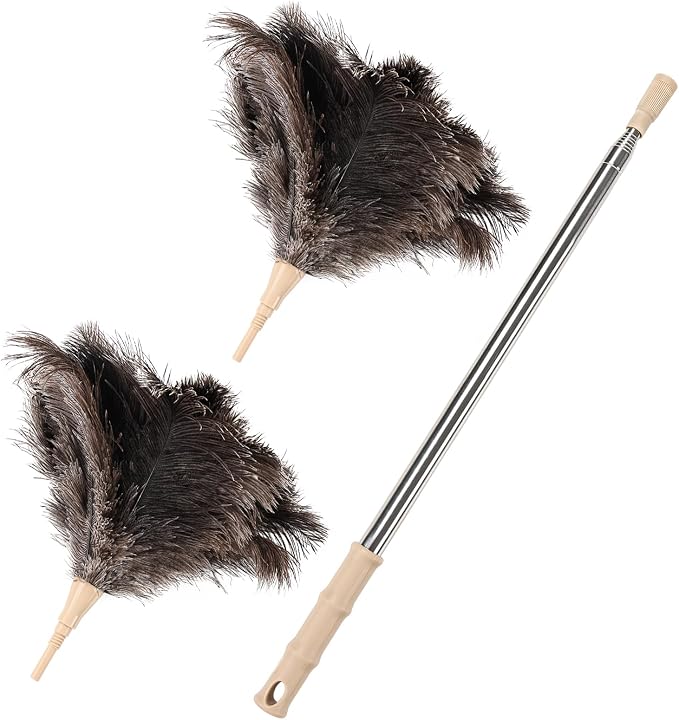 Ostrich Feather Duster 27-94Inch Retractable Fluffy Natural Detachable Ostrich by MehelloFeather