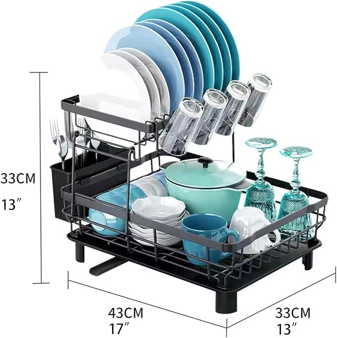 Dish Drying Rack, Space Saving & Durable, Rust-Proof Large 2 Tier Stainless - Image 7