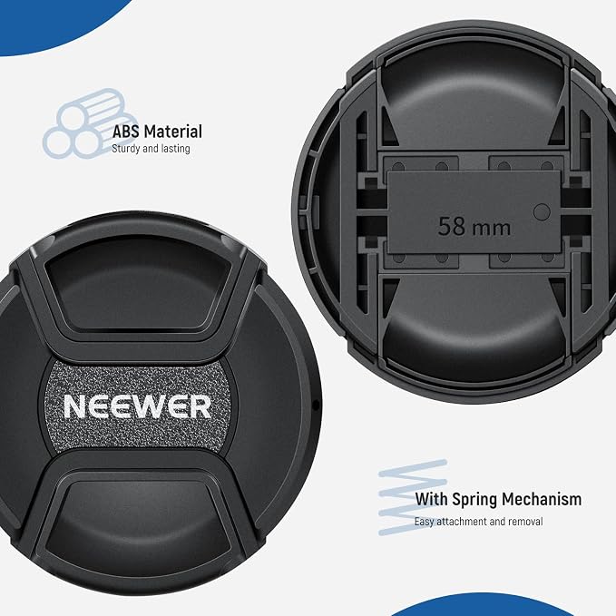 Neewer 58mm Lens Cap Kit, Lens Cover - Image 6