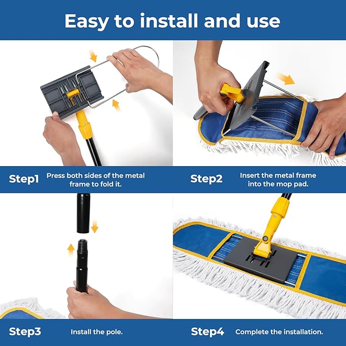 24" Dust Mop for Floor Cleaning, Large Areas Dry & Wet Mop - Image 5