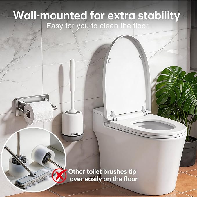 Lefree Silicone Toilet Brush and Holder, Bathroom Cleaner Brush Set, Non-Slip - Image 3