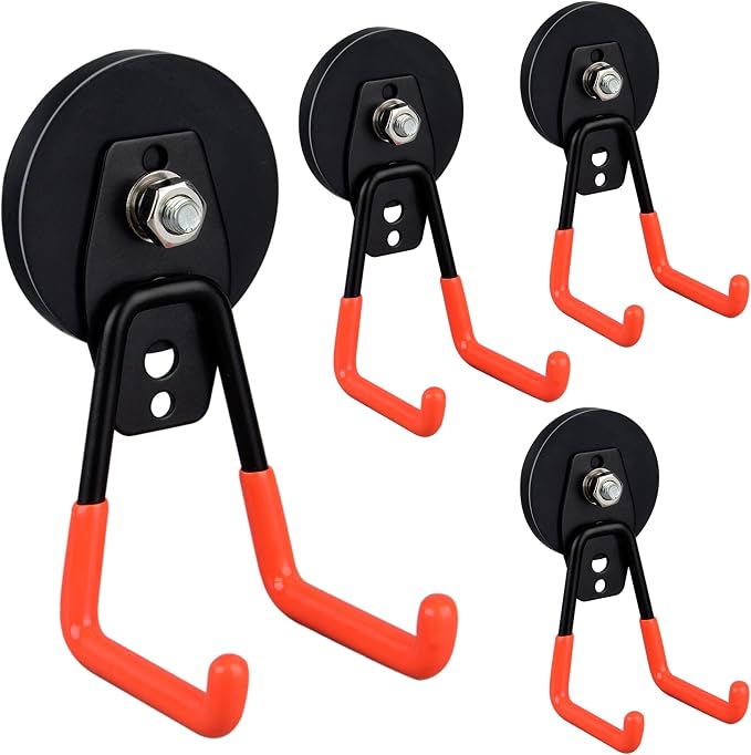 ULIBERMAGNET Heavy Duty Magnetic Garage Hooks, 4 Pack Strong Large Magnet Hooks by ULIBERMAGNET