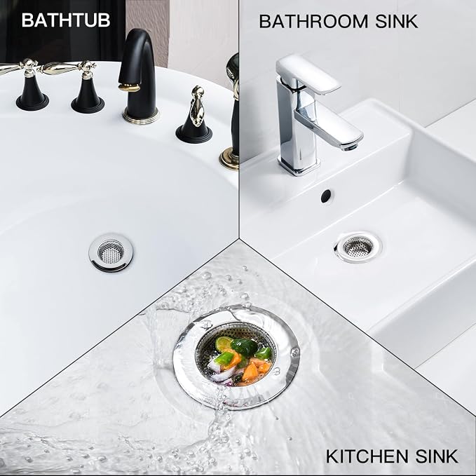 4 Pack Heavy Duty Stainless Steel Kitchen Sink Drain Strainer, Bathroom Hair - Image 3