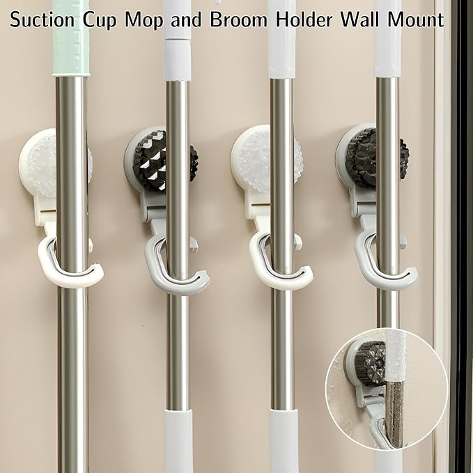 3 Pack Suction Cup Mop and Broom Holder Wall Mount–Renter Friendly Decor - Image 4