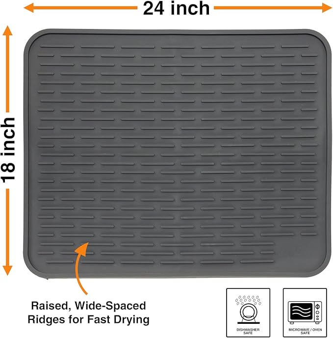 XXL Silicone Dish Drying Mat for Kitchen Counter or Under Sink, Waterproof Pet - Image 3