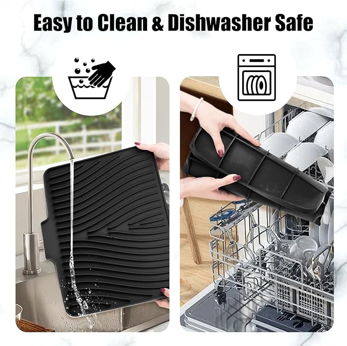 Silicone Dish Drying Mat for Kitchen Counter, Dish Drying Pad, Non-Slip Drain - Image 5