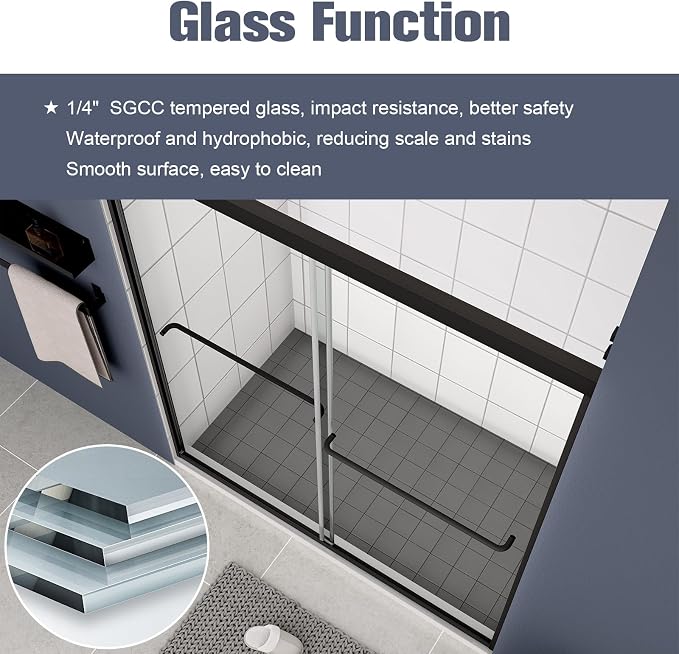Bypass Glass Shower Door 56-60" W x 70" H - Image 5