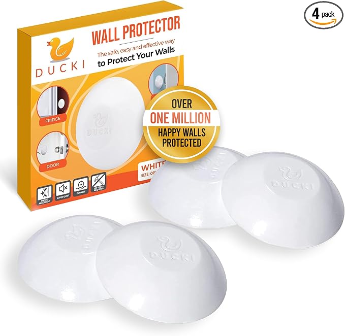 Ducki Wall Protectors -4 Pack White- Self Adhesive, Reusable Solution by Ducki