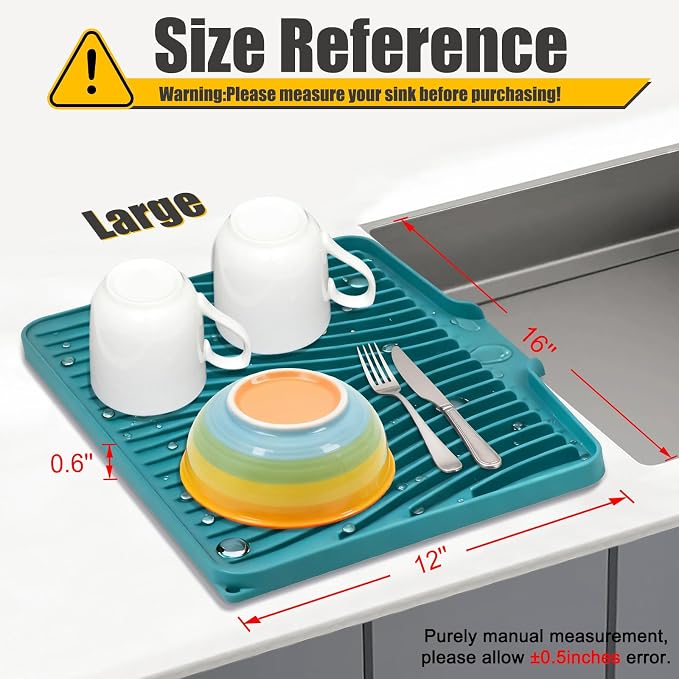Silicone Dish Drying Mat for Kitchen Counter, Dish Drying Pad, Non-Slip Drain - Image 2