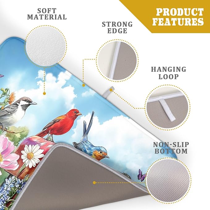 Khope Spring Floral Birds Dish Drying Mat - Image 4
