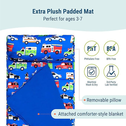 Wildkin Kids Original Nap Mat – Cozy Kids Sleep Mat with Pillow, Ideal for School & Travel - Heroes